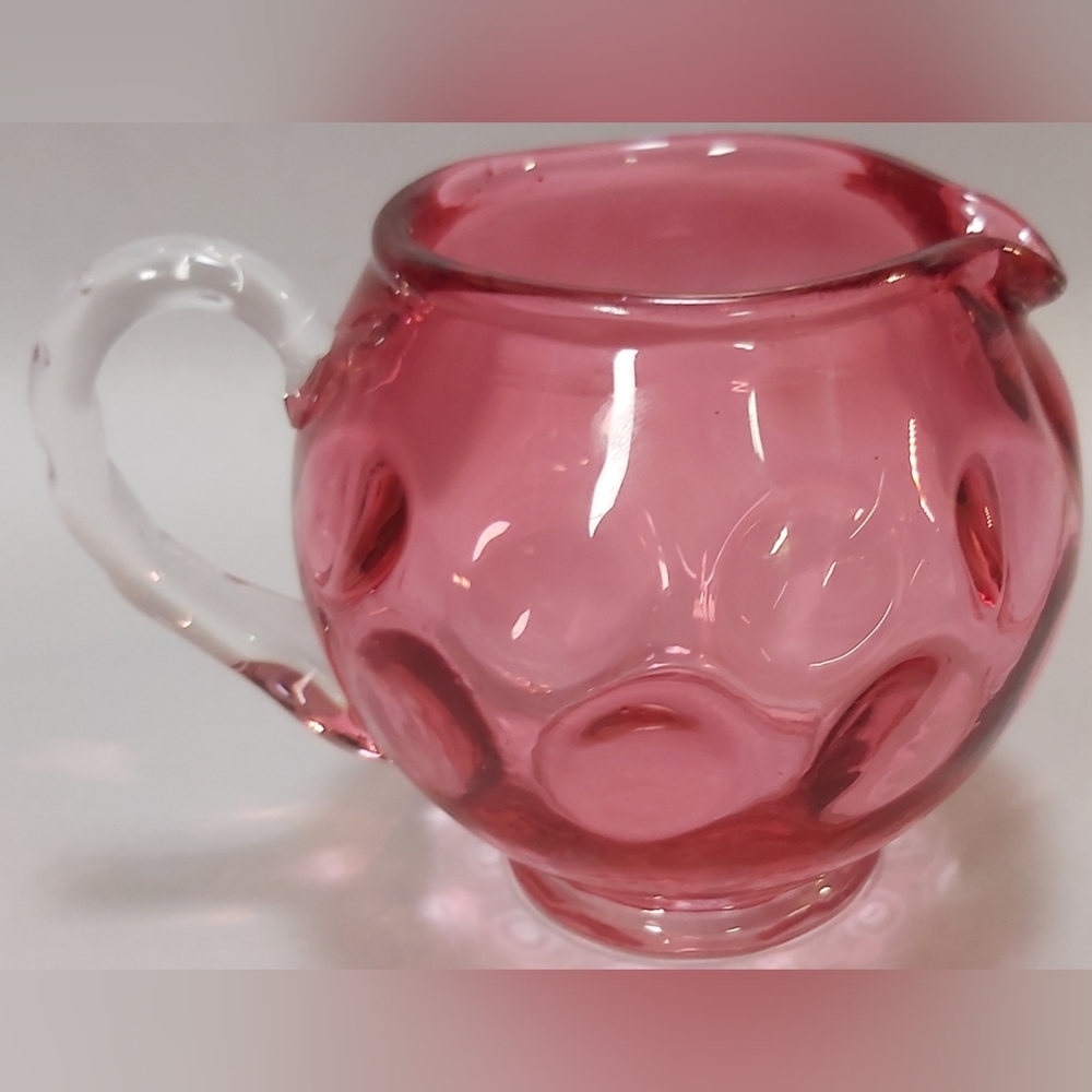 Vintage cranberry coindot creamer